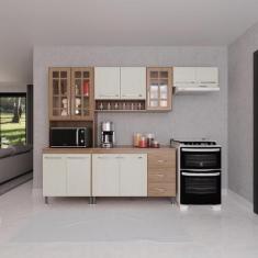 Imagem de Cozinha Modulada Compacta Fidelitá Paris 4 Peças 260cm 11 Portas 3 Gav