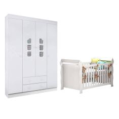 Imagem de Berço Americano Lara E Guarda Roupa Infantil Lívia Branco Brilho - Phoenix