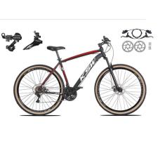 Imagem de Bicicleta aro 29 Ksw Xlt 24v Câmbios Shimano Freios Hidráulicos Garfo com Suspensão Pneu Faixa Bege - Preto/Vermelho/Branco