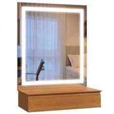 Imagem de Penteadeira Camarim 1 Gaveta Paris Com Espelho Led Mavaular Naturalle