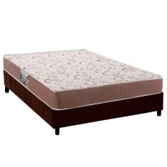 Imagem de Cama Box Viúva: Colchão Ortopédico Herval Compact AG 65 / Durabilli Bordado Double Side + Base CRC Suede Brown (128x188)