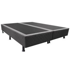 Imagem de Base Box Para Cama Casal Queen 158x198cm Bipartido Liz S05 Suede Bordado Cinza - Mpozenato