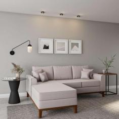 Imagem de Sofá 3 Lugares León Com Chaise Esquerdo Linho Cru - Mobly