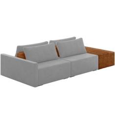 Imagem de Sofá Ilha Modular Para Sala 232cm Com Puff Dublin K01 Veludo Cinza Sin