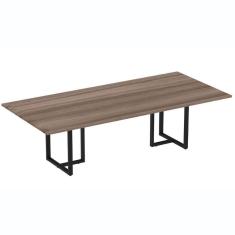 Imagem de Mesa De Reunião Retangular 260 X 120 Cm Pé Tubular Pe25 Em Mdp Walnut Base Preto