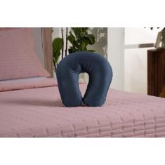 Imagem de Travesseiro De Pescoço Para Viagens Feito Em Tecido Suede Com Zíper e 