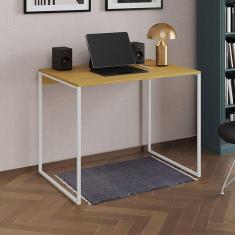Imagem de Escrivaninha Industrial Office Canela 90x53 Grécia Base Ferro Branco