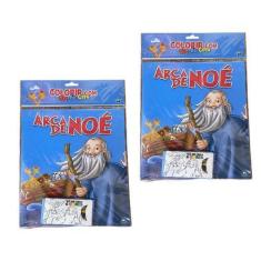 Imagem de Livro Infantil c/ Giz de Cera Colorir Arca de Noé -kit 2 un - Blook