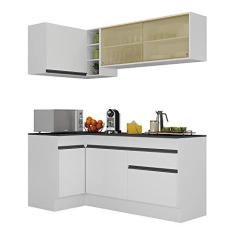 Imagem de Armário de Cozinha Compacta de Canto com Rodapé Veneza Multimóveis Mp2091.964 Branco/preto