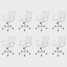 Imagem de Kit 8 Cadeiras para Escritório Diretor Esteirinha com Relax Corino 3301 Or Design