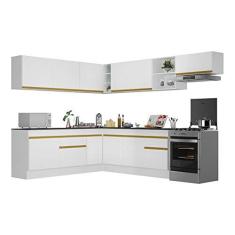 Imagem de Cozinha Completa de Canto com Rodapé Veneza Multimóveis Mp2103 com Armário e Balcão Branca