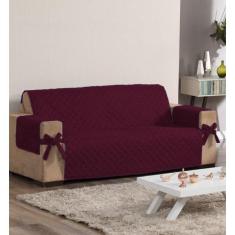 Imagem de Manta De Sofá 3 Lugares Com Bolso Lateral E Laço Vinho