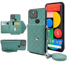 Imagem de ELISORLI Capa carteira compatível com Google Pixel 5 com alça de ombro transversal e suporte de couro para cartão de crédito, acessórios de celular, capa para celular Pixel5 5G Pixle Five G5 mulheres