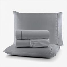 Imagem de Lençol King Algodão 200 Fios 4 Peças Fronha + Virol em Ponto Palito