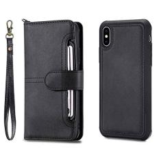 Imagem de Capa Flip Folio para iPhone 14 Plus 12 13 Pro XR Luxo Carteira de Couro Destacável Capa para Telefone Capa Imã para iPhone 11 XS Max 78, Preto, Para iPhone 14