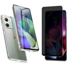 Imagem de Kit Capa Capinha Transparente + Película 3D Vidro Privacidade para Mot