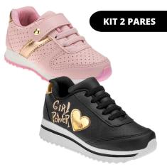 Imagem de Kit 2 Tênis Infantil Feminino Para Criança Casual e Escolar-Feminino