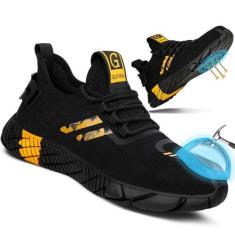 Imagem de KGJIANDA Sapatos masculinos com bico de aço indestrutível, sapatos de trabalho para homens, leves, com bico de aço, confortável, bico de segurança, preto, aço, tênis, construção, segurança, Preto,