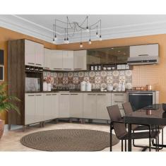 Imagem de Armário De Cozinha Completa 10 Peças Com Tampo E Vidro Reflecta Sara Castanho Com Pérola Off