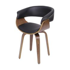 Imagem de Cadeira Giratoria Com Braço Betina Elba Pu Preta Base Madeira