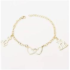 Imagem de Pulseira Feminina Cachorro E Gato Folheado Ouro 18k