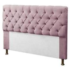 Imagem de Cabeceira Sofia 160 cm Cama Box Queen Quarto Estofado Decoração Montanaris Decor Suede Rosê