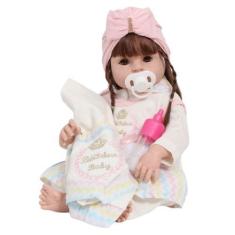 Imagem de Boneca Reborn Bebê 46cm Realista Corpo De Vinil Siliconado - Cegonha R