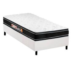 Imagem de Cama Box Solteiro: Colchão Espuma Castor D33 Black e White + Base CRC Courano White(88x188)
