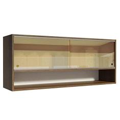 Imagem de Armário Aéreo Madesa 2 Portas Correr Vidro Reflex 1 Nicho para Cozinhas Glamy, Lux e Reims - Rustic