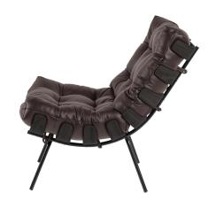 Imagem de Kit 2 Poltrona Decorativa Sala de Estar Costela Base  Couro Marrom - Gran Belo