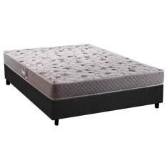 Imagem de Cama Box Casal: Colchão Ortopédico Herval D28/EP Anatômico Black + Base CRC Suede Gray(138x188)