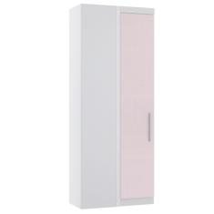 Imagem de Guarda Roupa de Canto Reto Modulado 90cm 1 Porta Alpes Luciane Móveis - Branco com Rosa