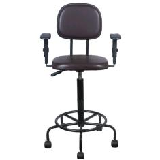 Imagem de Cadeira caixa alta L duplo com braço  base semi  corano marrom