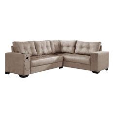 Imagem de Sofá De Canto 5 Lugares Dijon Com Entrada Usb Suede Chocolate