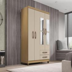 Imagem de Guarda Roupa Solteiro Aspen 4 Portas 2 Gavetas com Espelho I01 - Clique Chique Móveis