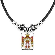 Imagem de DIYthinker Sérvia National Emblem Country Colar Joias Torque Pingente de corda de couro