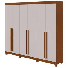 Imagem de Guarda-roupas Casal Bertha 6 Portas 4 Gavetas Sem Espelho Com Pés Frassino Off White