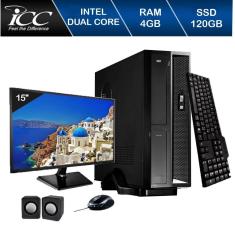 Imagem de Mini Computador Icc Sl1846km15 Intel Dual Core 4gb HD 120gb Ssd Kit Multimídia Monitor 15