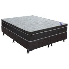 Imagem de Cama Box King: Colchão Molas Bonnel Ortobom Nanolastic Light Selado + Base crc Suede Black(193x203)