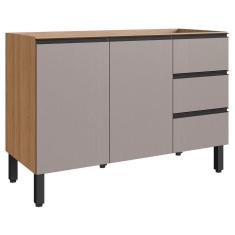 Imagem de Balcão de Cozinha para Pia 120 Cm 2 Portas 3 Gavetas Montana/Fumê- Quiditá Móveis