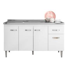 Imagem de Balcão Para Pia Gabriela 150 Cm 4 Portas Branco Flex Ajl