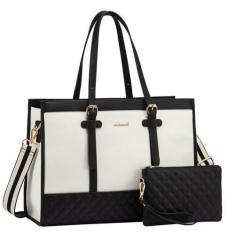 Imagem de Bolsa para laptop LOVEVOOK Canvas para mulheres de 15,6" com bolsa emb