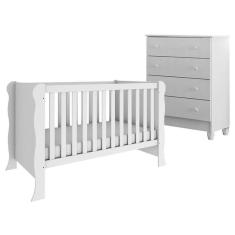 Imagem de Berço Americano Mini Cama E Cômoda Gaveteiro Ariel Branco Brilho - Carolina
