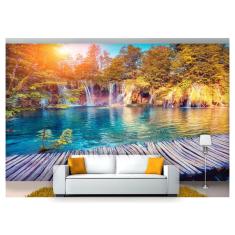 Imagem de Papel De Parede Cachoeira Natureza Ponte 3D Nch153