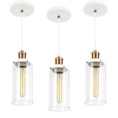 Imagem de Kit 3 Lustres Pendente Château Cilindrico Vidro  Cobre