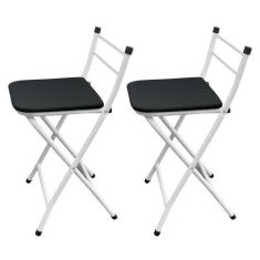 Imagem de Kit 2 Banco banqueta baixa Dobravel com encosto Viena - WRM Metal, Bra