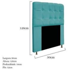 Imagem de Cabeceira Estofada Mel 90cm Solteiro Suede  Turquesa