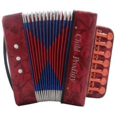 Imagem de Sanfona Infantil Acordeon Gaita 3 Baixos 7 Teclas Mini Vermelho - Max