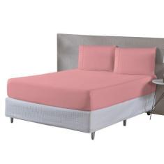 Imagem de Jogo Lençol 400 Fios Percal Ponto Palito Casal Padrão 03 Pçs - Rt Enxo