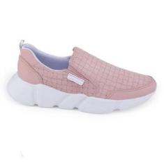 Imagem de Tênis SlipOn Casual Bottero 341701 Couro Camurça Tresse Rosa-Feminino